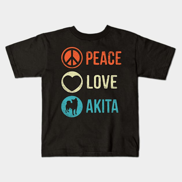 Peace Love Akita Kids T-Shirt by stayilbee